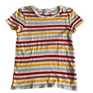 Madewell Short sleeve Crewneck Orange, Yellow & Blue Multi Stripe Sweater Sz XXS